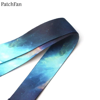 20pcs/daudz Patchfan Nutural Miglājs zvaigžņotām debesīm keychain siksniņa auduma kakla siksna auduma para žetons tālruņa turētāju kaklarota A1161