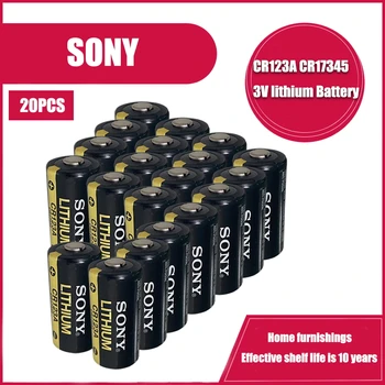 20pcs/partija, Sony CR123A CR123 CR 123 123A 16340 1400mAh 3 V Litija Bateriju vienreizējās lietošanas litija akumulators
