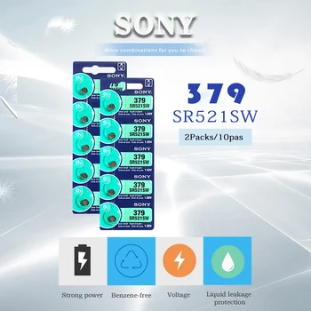 20pcs Sony Oriģināls 379 SR521SW SR63 D379 V379 AG0 Sudraba Oksīda Skatīties Akumulatora 379 SR521SW Pogu Monēta Šūnu ražots JAPĀNĀ