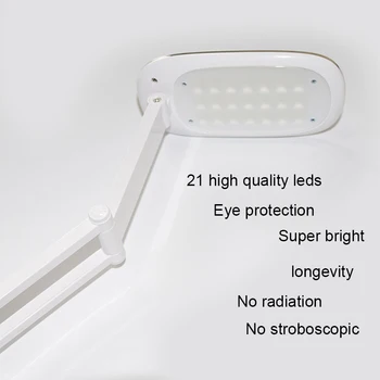 21 LED Lampas, borta loka Salokāms led Galda Lampa;Acu Aizsardzību, Regulējamas, USB chargable Lasījumā Mācību Grāmatā Galda Gaismas