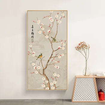 21 Veidi Jaunais Ķīnas Tradicionālās Tintes Augu Ziedu Plakātu Sienas Kanvas Glezna Ziedu Bambusa Lotosa, Plūmju Mājas Dekoru