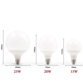220V Led Spuldzes Spuldzes E27 lampada led gaismas 15W, 20W 25W SMD 2835SMD bombillas led G95 Enerģijas Taupīšana