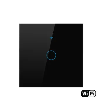 220V WiFi ES Standarta vienvietīgs Live Wire Smart Gaismas Pieskārienu Pārslēgt Rūdīta Stikla Panelis Sienas interruptor 1/2/3 Banda Darbs Ar LIETOTNI