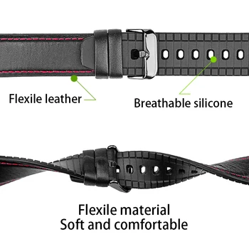 22mm ādas/silikona aproce skatīties uz ticwatch pro Nomaiņa watchband ādas siksna skatīties joslas skatīties piederumi