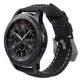 22mm Īstas Ādas pulksteņu siksniņas Joslu Samsung Rīku S3 Galaxy 46mm aktīvs Amazfit Stratos 2 2S aproce datumi smartwatch