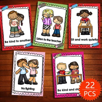 22pcs angļu valodas apmācības Rotaļlietas Flashcards Bērniem Klasē Noteikumu Pasniedzēju Mācību līdzekļi Bērnudārza Klases, Sienu Apdare
