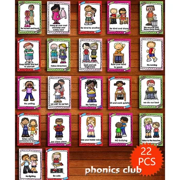 22pcs angļu valodas apmācības Rotaļlietas Flashcards Bērniem Klasē Noteikumu Pasniedzēju Mācību līdzekļi Bērnudārza Klases, Sienu Apdare