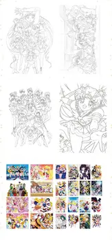 24 lapas, Anime Sailor Moon Krāsojamā Grāmata Glezniecības, Zīmēšanas antistresa Grāmatas atdarina kopēt, grāmatu, rotaļlietu dāvanu izmērs A5