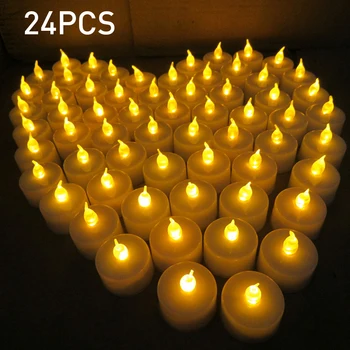 24pcs LED Sveces Warm White Led Flameless Sveces ar Bateriju Darbināmas Pārvietojas Mākslīgā Tējas Gaismas Kāzu Gadadienu Puse