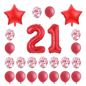 24pcs/set laimes Dzimšanas dienā, Folija Numuru Baloni 18 20 25 30 40 50 pieaugušo Dzimšanas dienas svinības Rotājumi Zvaigžņu Konfeti Balonu