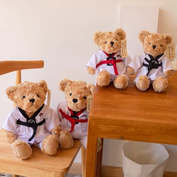 25/35cm Jaunu Cute lācīti Taekwondo Bear Cub Lelle Pāris Bērns ir Mazs Teddy Plīša Rotaļlieta Valentīna Ziemassvētki Dzimšanas dienas dāvana Bērniem