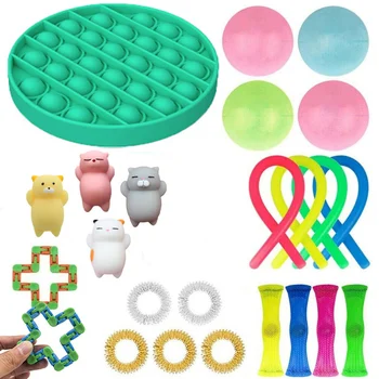 25 Pack Fidget Maņu Dekompresijas Rotaļlietu Komplekts Pop Burbulis Antistresa Izspiest Pupiņu Keychain Anti-Stress Atvieglojums, Rotaļlietas Bērniem, Pieaugušajiem