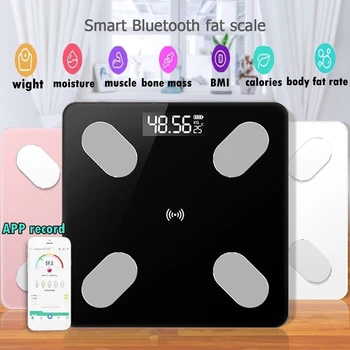 26*26cm Ķermeņa Tauku Apjoma Smart BMI Mēroga LED Digitālā Vannas istaba Bezvadu Svars Mēroga Ķermeņa Svara bluetooth Līdzsvaru Android, IOS APP