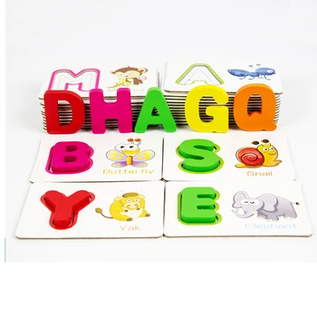 26 Alfabēta Jigsaw Puzzle Vēstules Kartes Izziņas Lasītprasmes Spēle Mācīties ASV angļu Valodas ABC Bērnu Izglītības Wodden Rotaļlietas
