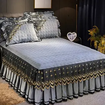 26 stepēts mežģīnes gultas segtu Eiropas stilā 1/3pcs kristāla samta gultas pārklāji silts matracis segtu vadvirsmas anti-skid gultas cieto segumu