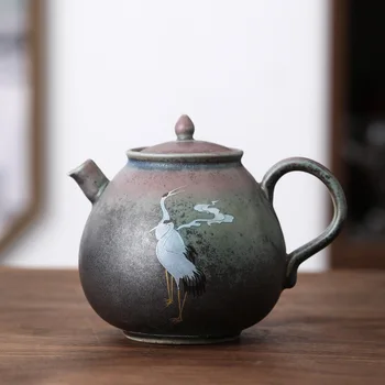 260ml Keramikas Tējas Katlā Tējkanna Jingdezhen Roku darbs Retro Ķīniešu Tējkanna Keramikas apdedzināšanas Krāsns Mainīt Krāsu Kung Fu Tēju Komplekts