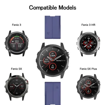 26mm Watchband par Fenix 5X Viegli fit Silikona Siksniņu Nomaiņa Fenix 6X/Fenix 6X Pro/Fenix 5X Plus/Fenix 3HR