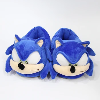 28 cm, skaņas ātrums uzplaukums plīša mājas čības modes ziemas iekštelpu zilas kurpes karikatūra Sonic Ezis pieaugušo plīša lelle dāvanu