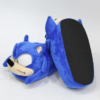 28 cm, skaņas ātrums uzplaukums plīša mājas čības modes ziemas iekštelpu zilas kurpes karikatūra Sonic Ezis pieaugušo plīša lelle dāvanu