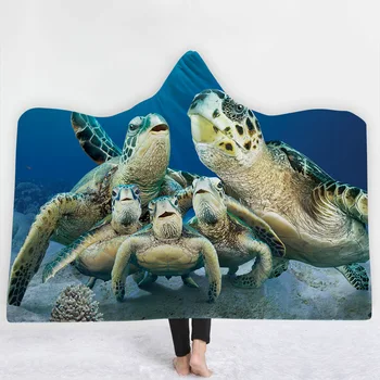 28 Stilu Jūras Bruņurupucis Peldēšana Dzīvnieku 3D Iespiesti Plīša Kapuci Sega Gultas Silts, Ērts Soft Fleece Mest Segas