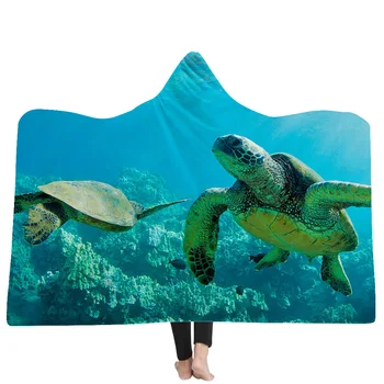 28 Stilu Jūras Bruņurupucis Peldēšana Dzīvnieku 3D Iespiesti Plīša Kapuci Sega Gultas Silts, Ērts Soft Fleece Mest Segas