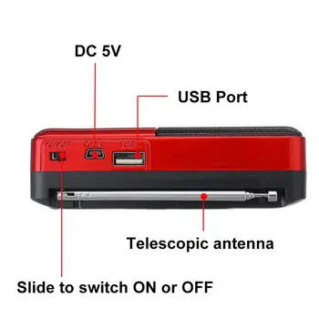 28W Mini Portatīvie Radio Handheld Digital FM USB TF MP3 Atskaņotājs Radio Uztvērējs DC5V Skaļruņa Uzlādējamais Multifuntion Labākā dāvana