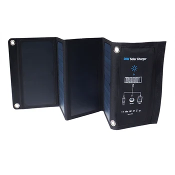 28W Portatīvo Salokāms Saules Lādētāju ar 3 USB Pieslēgvietām, Augstas Efektivitātes Sunpower Saules Paneļu uz Mobilo telefonu