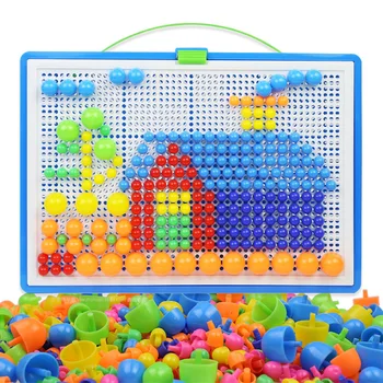 296Pieces/Komplekts Plastmasas DIY Sēņu Nagu Krelles Komplekts Puzzle Rotaļlietas Mozaīkas Valdes Izglītības Saliktu Puzles, Rotaļlietas Bērniem, Bērnu