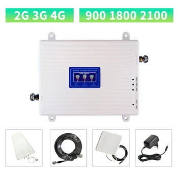 2G 3G 4G Tri-Band Signāla Pastiprinātājs GSM 900+DCS/LTE 1800(Band 3)+UMTS/WCDMA 2100(1. Grupa) Mobilo Signāla Atkārtotājs Šūnu Pastiprinātājs