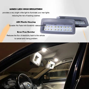 2gab 18SMD LED Balts Automašīnas Jumta saulessarga Spoguļa Lasīšanas Gaismas BMW F07 F10 F11 F01 F02 F03 F04 Auto Piederumi