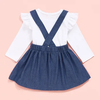 2GAB Baby Girl Apģērbu 0-24 Mēnešiem Jaundzimušais Meitene Apģērbs ar garām Piedurknēm Mazā Māsa Top Džinsa Zeķu Svārki Meitenēm