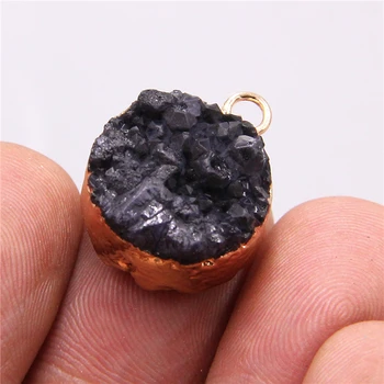 2gab Dabas black crystal kvarca kulons šarmu kārtā melnā Geode druzy Kulons par rotaslietu izgatavošana, kaklarota, auskari Aksesuāri