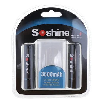 2gab/daudz Soshine 3,7 V 3600mAh 18650 Li-jonu Akumulators ar Aizsargāto PCB LED Kabatas Lukturi