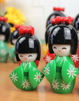 2gab Jaunu Cute Roku darbs Austrumu Japānas Tumši Sarkans Kokeshi Meitenes Koka Lelles