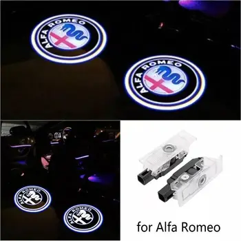 2gab LED Auto Durvīm, Laipni Gaismas Lāzera Projektoru Logo Gara ēna Par Alfa Romeo 159 Giulietta Giulia Mito Stelvio brera gleznu Spider