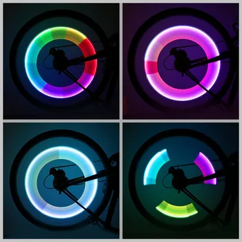 2gab Multi-krāsu Velosipēds Gaismas Bez Akumulatora Kalnu Ceļu, Velosipēdu Velosipēdu Gaismas LED Riepas Riepu Vārstu Vākiem Riteņa Spieķi, LED Gaismas