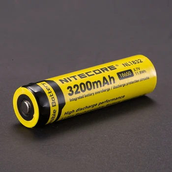 2GAB NITECORE 18650 3200mAh NL1832 3,7 V 11.8 Wh Uzlādējamā Li-on Baterija Aizsargāta Li-ion Pogas Augšējā Akumulators