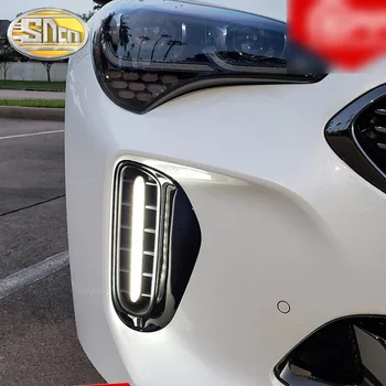 2GAB Par Kia Stinger 2018 2019 2020 Dzeltens Pagrieziena Signāla Ūdensizturīgs ABS Auto DRL 12V LED Dienas Gaismas lukturi LED Miglas Lukturi