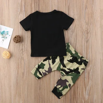 2gab Puika Camo Apģērbu Komplekts Jaundzimušo Bērnu T-krekls Topi+Bikses garās Zeķes Apģērbs Toddler Bērniem Vasaras Apģērbu Komplekts