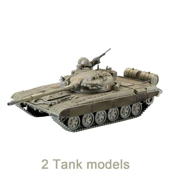 2gab/Set 1:72 Mēroga Rīcības Attēls T-55A T72-MI Lepoard2A5 Mini Tvertne Samontēti Modelis Smagā Mašīna Dāvanu Bērniem DIY Rotaļlietas