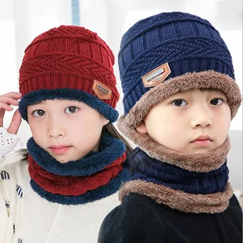 2gab/set bērnu cepure siltā cepure zēniem un meitenēm, ziemas cepures un snood 6 krāsu izvēlēties chrismas dāvanu cepure bērniem cepure bērniem