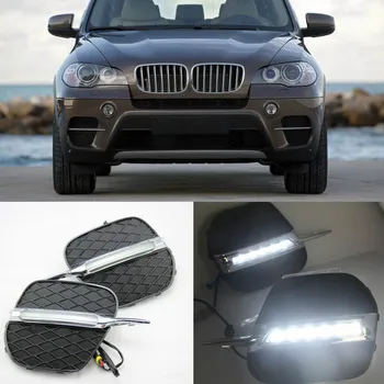 2gab/set LED DRL dienas gaisma, Lai BMW X5 E70 2011 2012 2013 Dienas Gaitas Gaismas, Vasaras Auto LED Miglas Lukturi cove