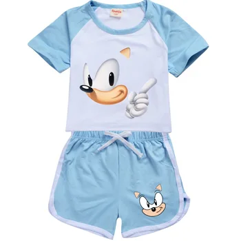 2gab Sonic Baby Girl Apģērbu Komplekti, T krekls + Šorti Karikatūra Sonic Ezis Toddler Zēnu Drēbes Bērniem Vasaras Apģērbs, Uzvalki