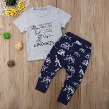 2gab Toddler Bērniem, Bērnu Zēnu Kokvilnas Topi, T-kreklu dinozauru Bikses garās Zeķes Apģērbs Apģērbs