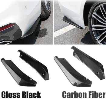 2GAB Universālas Automašīnas Aizmugurējo Buferi un Lūpu Leņķis Sadalītāji Difuzoru Aizsardzības Oglekļa Fiber Gloss Black Winglets Sānu Paplašinājumi