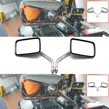 2gab Universālā Taisnstūra Alumīnija Motociklu Atpakaļskata Spoguļi 10mm Regulēt Leņķi Chrome Motociklu Retrovisor Spogulis Accessorie