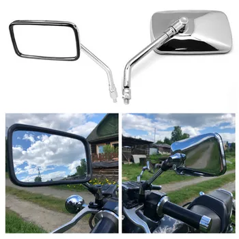 2gab Universālā Taisnstūra Alumīnija Motociklu Atpakaļskata Spoguļi 10mm Regulēt Leņķi Chrome Motociklu Retrovisor Spogulis Accessorie