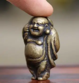 2GAB Ķīnas Tīra Vara Bronzas Laimīgs, Maitreja Buda Statuja Laimīgs Kulons