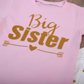 2PCS Set Māsa Saskaņot Drēbes 2017 Jaunu Lielās Māsas T-krekls Topi Elsas Mazā Māsa, Bērnu Bodysuit+Elsas Sirds Drukāt Apģērbs Apģērbs