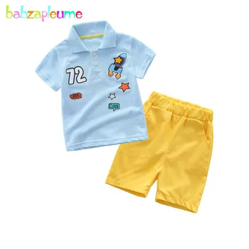 2Piece Jaundzimušo Apģērbs, Bērnu Zēnu Apģērbu Komplekti Modes Gadījuma Karikatūra Īsām Piedurknēm T-krekls+Dzeltenas Bikses Zīdaiņu Apģērbs BC1763-1